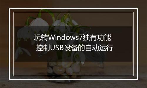玩转Windows7独有功能 控制USB设备的自动运行