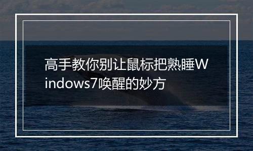 高手教你别让鼠标把熟睡Windows7唤醒的妙方