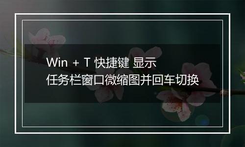 Win + T 快捷键 显示任务栏窗口微缩图并回车切换
