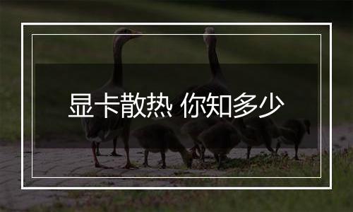 显卡散热 你知多少