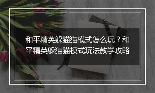 和平精英躲猫猫模式怎么玩？和平精英躲猫猫模式玩法教...