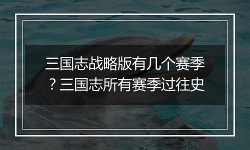 三国志战略版有几个赛季？三国志所有赛季过往史