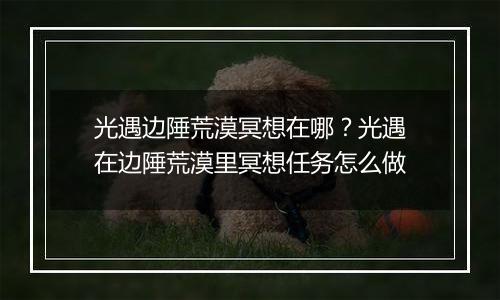 光遇边陲荒漠冥想在哪？光遇在边陲荒漠里冥想任务怎么...